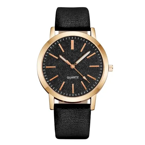 OFFCUP Reloj de Cuero para Mujer con Esfera Estrellada, Analógico de Cuarzo, 3 Manecillas, Pulsera Informal de Moda Premium para Damas y Niñas