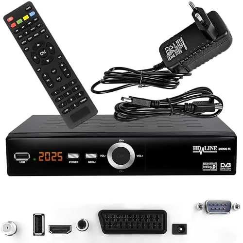 Hd-line 20900 Receptor satélite DVB S2 para satélites Digitales Sat (DVB-S/S2, HDMI, SCART, 2 x USB 2.0, Full HD 1080p) (preprogramado para Astra Hotbird y Türksat)