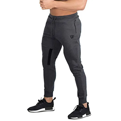 ZENWILL Cremallera Gym Jogger Pantalon Deporte Malla Hombre L Gris Oscuro