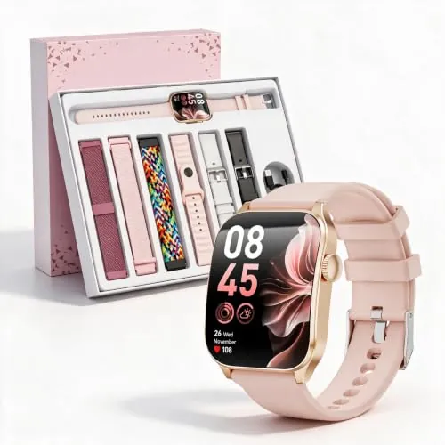 Reloj Inteligente Mujer, 7 Correas Regalo, 1,91" Pantalla Curva Smartwatch