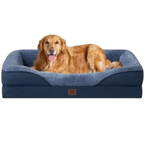 EHEYCIGA Cama Ortopedica y Viscoelastica para Perro Extra Grande 106x76x18.5 cm, Memory Foam Sofa para Perros Lavable, Cama Gato Suave, Azul Marino