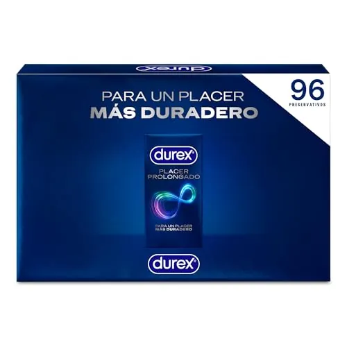 Durex Pack Preservativos Placer Prolongado, con Lubricante Performa de Silicona, Forma Easy-On, 96 condones