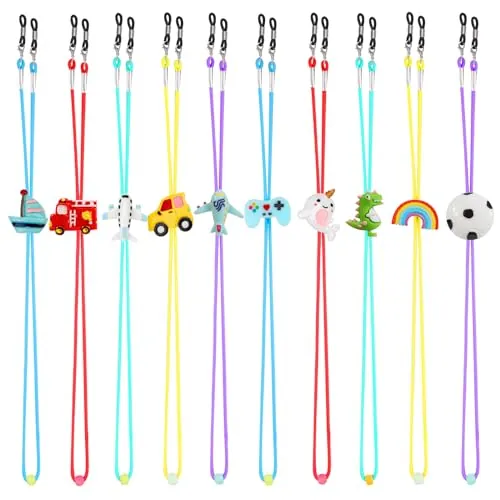 Hifot Niños Cordones para Gafas 10 Piezas, Cordón Ajustable para Cubierta Facial, Dibujos Animados Retenedor Cadenas Correa Gafas