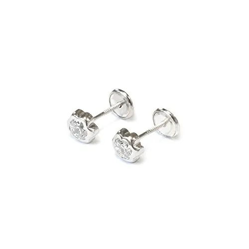 Mondepetit AG-0031 - Pendientes de bebe/niña plata Margarita 4 mm - Estuche Regalo
