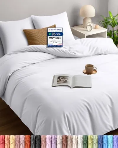 Utopia Bedding Funda Nordica Cama 180 - Microfibra Juego de Funda Nordica 240x260 cm y 2 Fundas de Almohada 65x65 cm (Blanco)