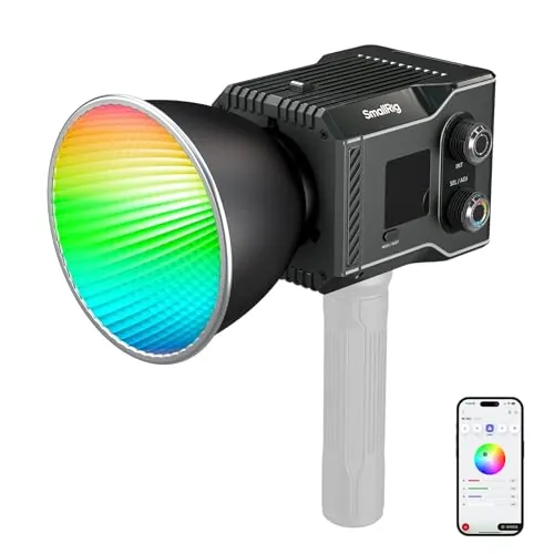SMALLRIG Luz de Video LED RGB RC 60C, Temperatura de Color de 2500 K a 10 000 K, Compatible con Carga Rápida PD, Control Manual y Mediante Aplicación, con 12 Efectos de Luz, Edición Lite - 4808