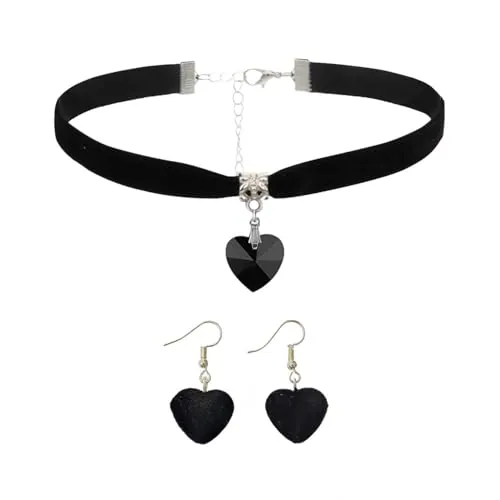 SLAXJNE Collar De Mujer Negro, Collar De Terciopelo, 15x20x1 cm, 1 Unid.