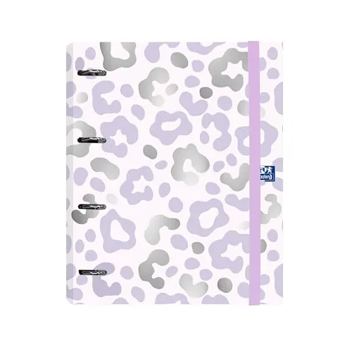 Oxford, Europeanbinder, Archivador de 4 anillas A4+, Tapa Extradura Dream Tech, Incluye Recambio Cuadrícula 5X5, Pizarra Write&Erase y Pegatinas, Diseño: animales