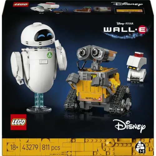 LEGO Disney Pixar Wall-E y Eve 43279 | Set para adultos, decoración de hogar, figuras de robots, M-O y Hal, decoración del hogar, regalo de cumpleaños, 811 piezas