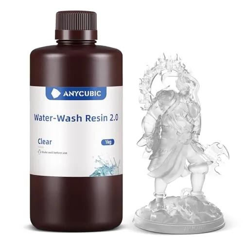 ANYCUBIC Water-Wash Resin 2.0, Resina para Impresoras 3D, Resina 3D de Alta Precisión, Resina de Baja Contracción para Impresoras 3D de Resina DLP con Capacidad 4K/8K/12K LCD (Transparente, 1000g)