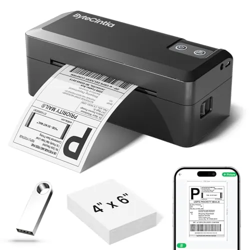 ByteCintia Impresora de Etiquetas térmica Bluetooth 4x6, Impresora Etiquetas Envio, Ideal para pequeños Negocios y Doméstico, Compatible con iOS, Android, Windows, DHL y UPS,F9