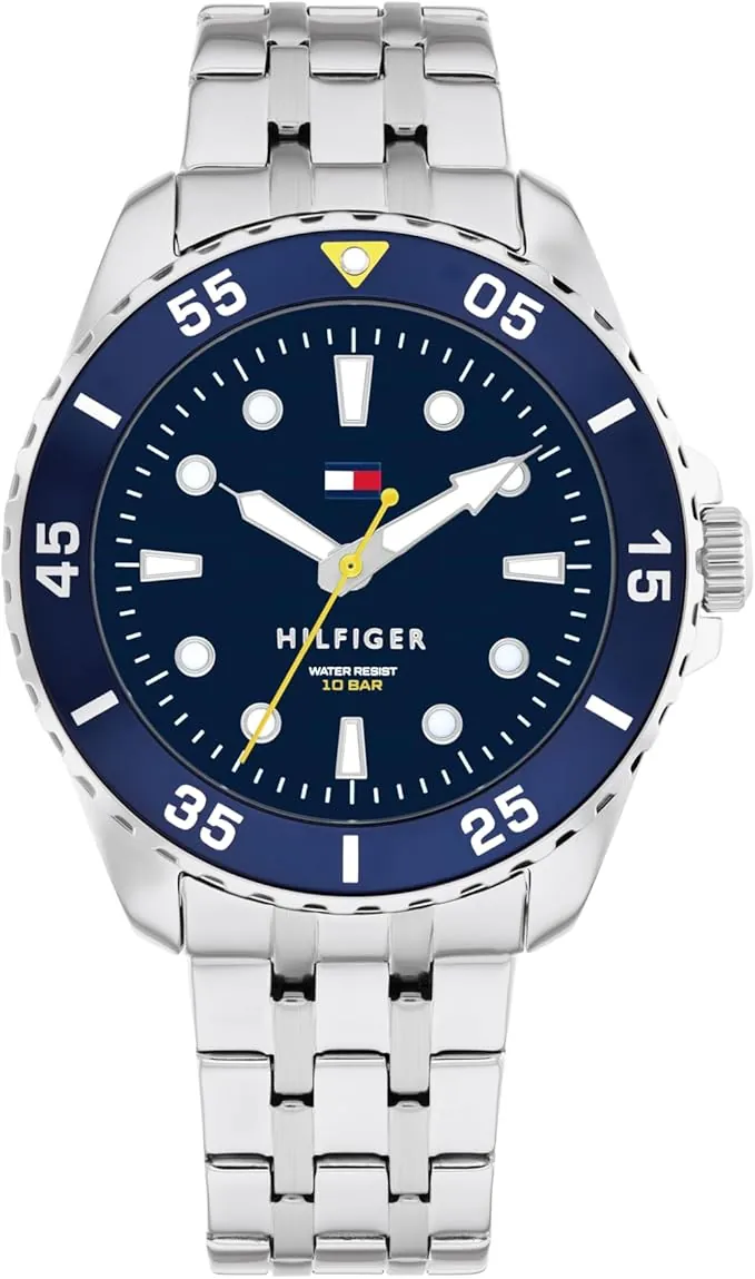 Tommy Hilfiger Reloj con Movimiento de Cuarzo de Tres Manecillas para Jóvenes con Correa de Acero Inoxidable o de Silicona