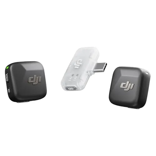 dji Mic Mini (2 TX + 1 RX móvil), micrófono lavalier inalámbrico para iPhone 17/16/15 y Android/PC/tabletas, conectar y Listo, transmisión de 300 m, cancelación Activa de Ruido, Vlogs