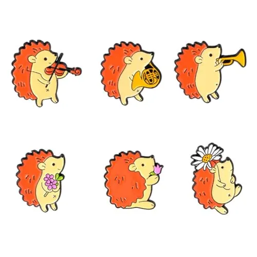 DEARMAMY 6piezas Broches De Animales Aleación Adorables Forma De Erizo Para Ropa Diseño De Dibujos Animados Para Decoración De Ropa