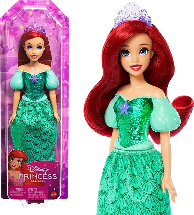 Mattel Disney Princess Ariel Muñeca princesa película La Sirenita, juguete +3 años (HLW10)