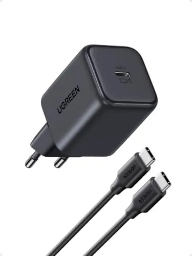 UGREEN Zapix Cargador USB C 45W PPS Carga Rápida iPhone con 5A Cable 1.5M | GaN Enchufe Compatible con iPhone 18 Pro Max 17 Air 16 15 Plus Pixel 10 9 Pro Galaxy S26 S25 S24 Ultra iPad MacBook Air Neo