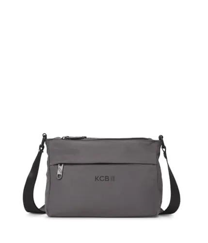 KCB Bandolera Maze | Diseño Espacioso y Práctico | Bolsillos Multiusos | Variedad de Compartimentos | Asas Ajustables | 100% Vegano | Color Gris