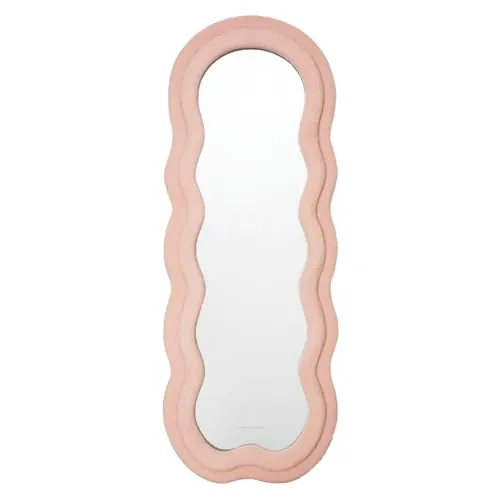 Flamingueo - Espejo de Pie Cuerpo Entero - Marco Tejido Rizo - Forma Irregular - Espejo Pared - Wavy Mirror - Decoracion Habitacion - 160 x 60 x 4 cm
