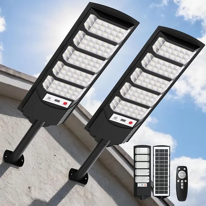 700W Farolas Solares Exterior,6500K Farola Solar Potente con Sensor de Movimiento, IP66 Impermeables Foco Solar Luz de Seguridad para Jardín, Patio,2 Paquetes