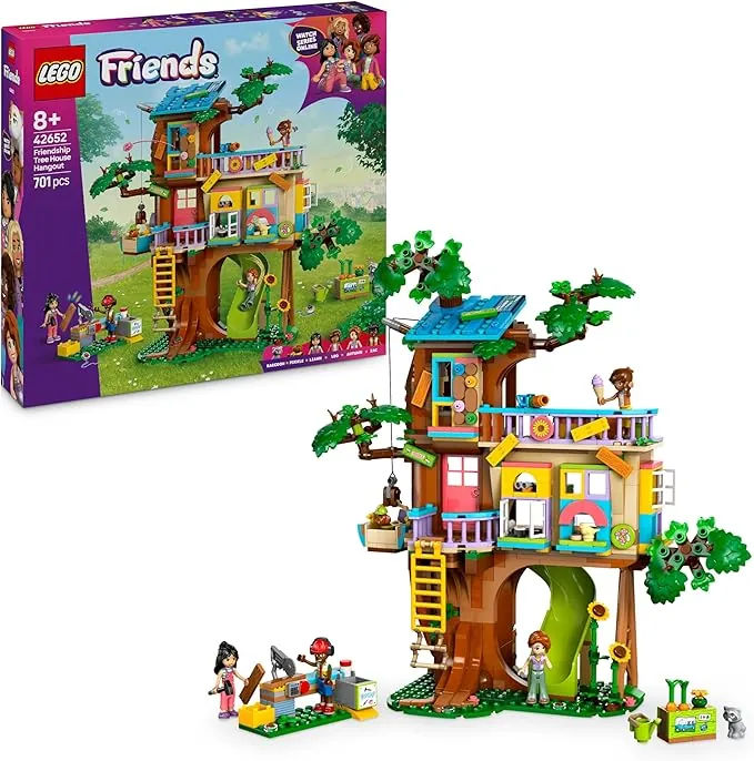 LEGO Friends Quedada en la Casa del Árbol de la Amistad de Juguete - 2 Figuras de Animales, 4 Mini Muñecos, Jardín y Accesorios de Comida de Juguete - Regalo Creativo para Niñas de 8+ Años 42652
