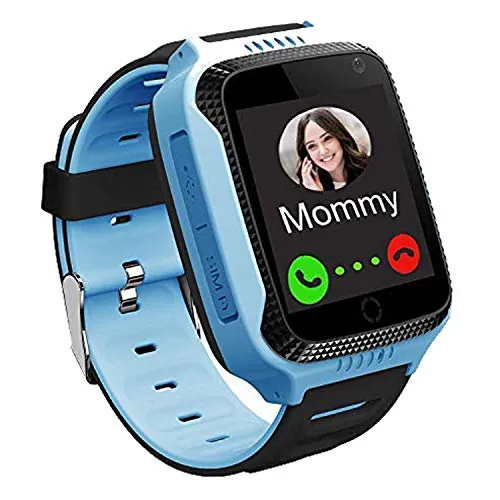 PTHTECHUS Reloj Inteligente GPS para Niños con Rastreador, Podómetro, Cámara SOS, Pantalla Táctil HD, Conversación Bidireccional - Regalo para Niños, Azul