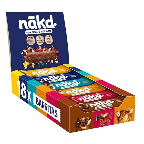 Nākd. Pack Multisabores | Barritas Raw de Fruta y Frutos Secos | 18 x 35g
