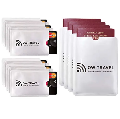 OW-Travel Bloqueo RFID Tarjeta de credito y RFID Pasaporte. Fundas para Tarjetas CreditoCredit Card Protector Protector Tarjetas Anti Fraude(Funda Tarjeta Credito 10+Funda Pasaporte 4)