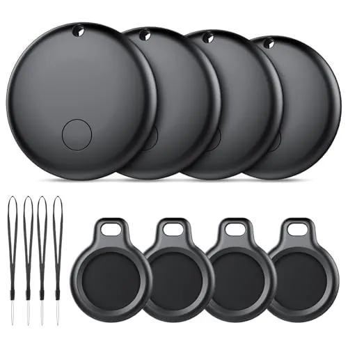 Android Smart Tag, Tracker Compatible con Google Find Hub App (Sólo Android), Localizador Bluetooth, Rastreador para Llaves, Cartera, Equipaje, Impermeable IP68, 4 Negro