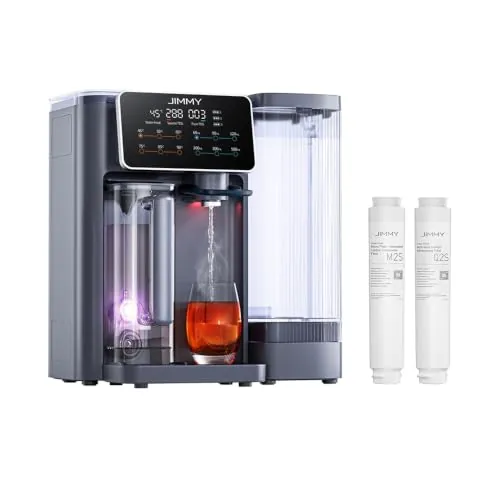 Jimmy Sistema de ósmosis R9 para agua potable, sistema de ósmosis inversa, filtro de agua, con dispensador de agua caliente, filtrado de 7 etapas RO y minerales, UV, calefacción 3S, 7 opciones de
