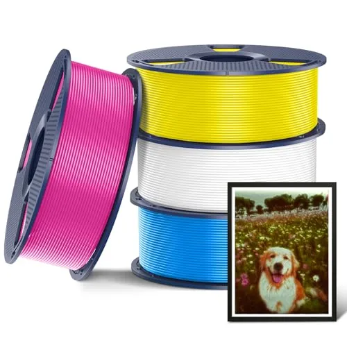 SUNLU 4KG PLA+2.0 Filamento Paquete, Cmyk (Blanco+Magenta+Amarillo+Cian)