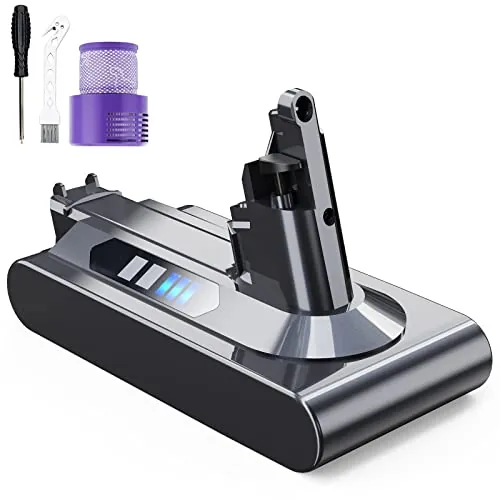 8000mAh Batería para Dyson V10, Batería de Repuesto para Dyson Compatible con Dyson Absolute Animal Series Motorhead Absolute Pro SV10 Aspirador de Mano con 2 Filtros (V10)