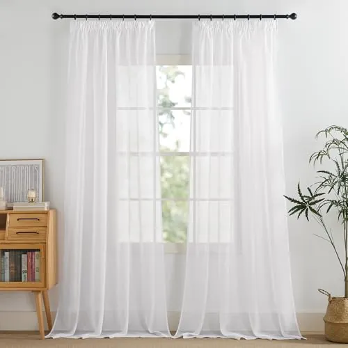 PONY DANCE Cortinas Blancas Salon Modernas 2 Piezas, 140x260cm(AnxAl)