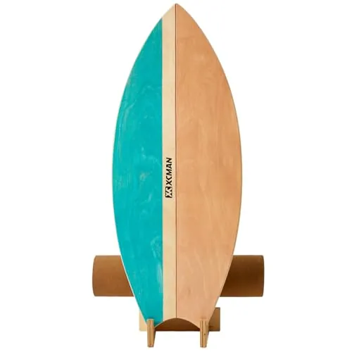 XCMAN Tabla de equilibrio de surf con rodillo de madera para ejercicios de equilibrio, superficie antideslizante para adultos, tabla de equilibrio para surf
