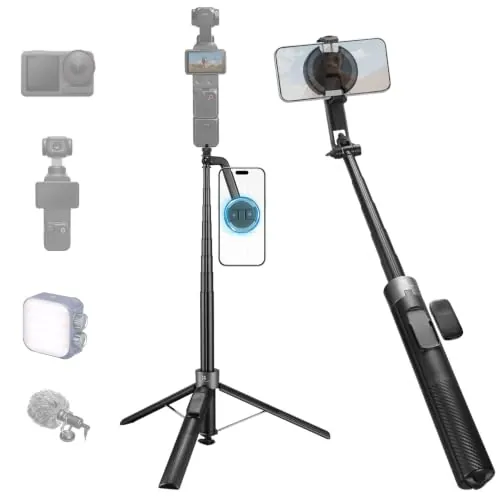 K&F CONCEPT 180cm Trípode Magnético Movil, 3-en-1 Magnético+Clip+1/4"