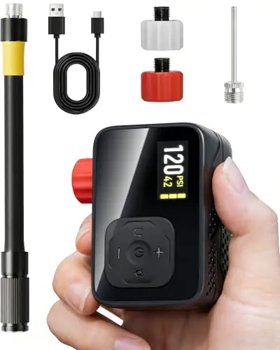 Bomba De Bicicleta Eléctrica, Bomba De Aire Portátil De Alta Presión De 120 PSI para Bicicletas Pequeñas con Medidor Digital para Válvulas Presta Y Schrader De Bicicletas De Carretera