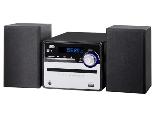 Trevi HCX 10F6, estéreo Hi Fi, Sistema estéreo para casa, sintonizador de Radio Digital, 30 emisoras FM memorizables, Reproductor de CD y MP3, Pantalla LCD, Reproductor USB MP3, Entrada AUX-IN, Mando