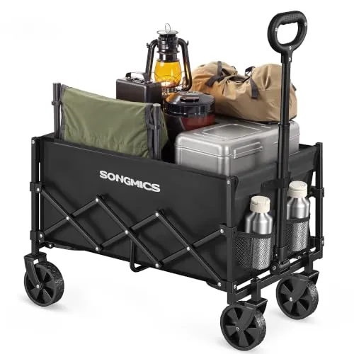 SONGMICS Carro Playa Plegable, Folding Trolley with Wheels, 90 L