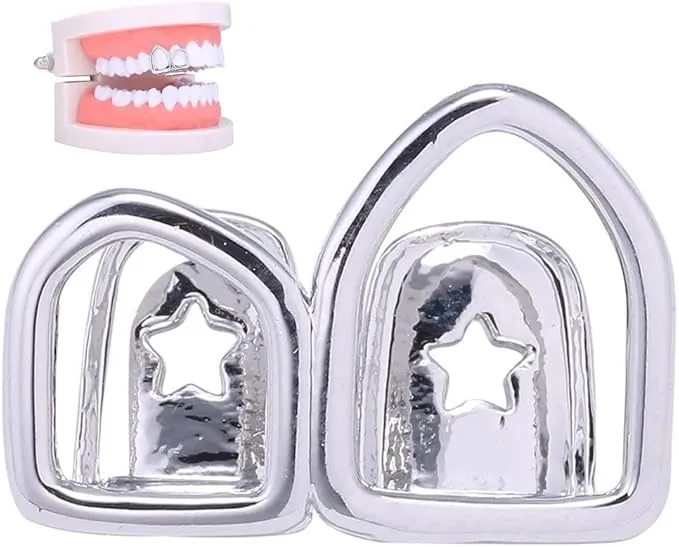 Hip Hop Hop Hope Facinada Abierta De Dientes Dobles Tapa De Dientes Cubierta De Dientes Punk Tapa De Tapa del Diente Rapper Rapper Joyería Decoración De Dientes