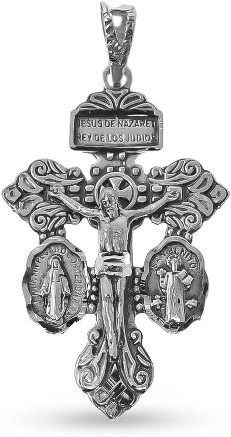 Cruz del Perdón Colgante Plata Ley 925m maciza 36mm. JESÚS DE NAZARET REY DE LOS JUDÍOS