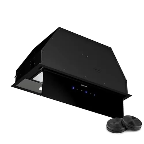 Klarstein Ventimate Campana Integrada, 60cm Campana Extractora con Control Táctil, 390 m³/h, Eficiencia Energética A+, Motor Silencioso, Luz LED, Filtro de Carbón para Recirculación, Negro