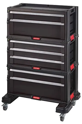 Keter- Carro de herramientas con 7 cajones, 59.85 x 37.76 x 83.2 cm, Color Negro
