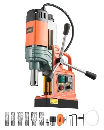 VEVOR 1450 W Taladro Magnético, Diámetro de Perforación 50 mm, Fuerza de 13000 N, Taladro Magnético Portátil con 6 Brocas, Velocidades Ajustables, Herramienta Industrial para Superficies Metálicas
