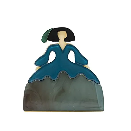 Broche Menina de Resina Mate Doble Capa Fucsia y Azul de 24Joyas