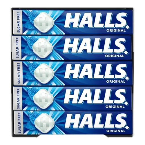 Halls Eucalipto, Caramelo Sin Azúcar, Caja de 20 Sticks de 32 g | Caramelos sin azúcar con sabor a eucalipto y efecto refrescante, perfectos para disfrutar de frescor en cualquier momento