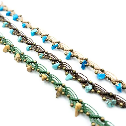Tobillera boho bohemia de macrame artesanal para playa
