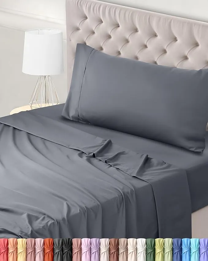 Utopia Bedding Juego de Sabanas 3 Piezas 90x190 - Poliéster Microfibra Cepillada - Oeko-Tex Certificado - Sábana Bajera, Sábana Plana y 1 Funda de Almohada 50x75 (Cama 90, Gris)