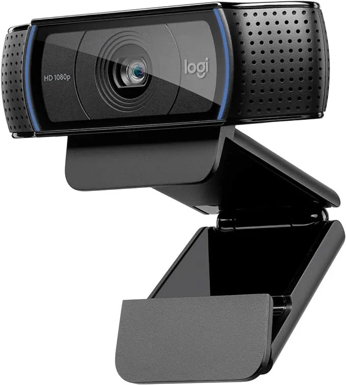 Logitech C920 HD Pro Webcam,Videoconferencias1080p/30 fps,Sonido Estéreo,Corrección de Iluminación HD,Skype/Hangouts/FaceTime, PC/Mac/Android/Chromebook, Funcionan con Teams, Google Meet, Zoom-Negro