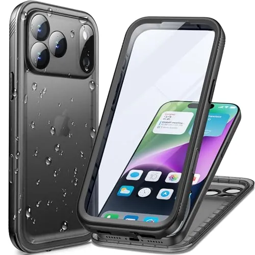 Cozycase Top Funda 360 Antigolpes Impermeable para iPhone 17 Pro, Negro