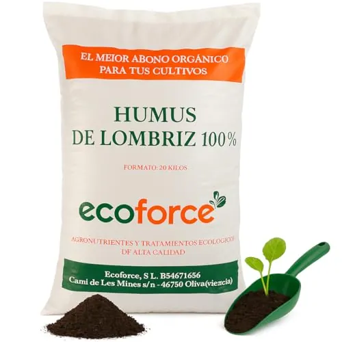 CULTIVERS Humus de Lombriz Ecológico 40 L Certificado | Abono Orgánico para Plantas y Huerto | Mejora la Estructura del Suelo y Favorece el Desarrollo Vegetal