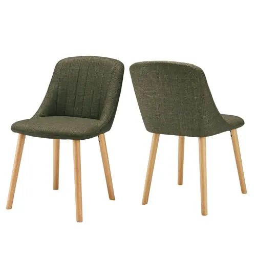 Goeurvant Set de 2 sillas de Comedor sin Brazos, tapizadas en poliéster Verde Hierba, cojín Grueso para un máximo Confort. Ideal para el Comedor y la decoración Moderna